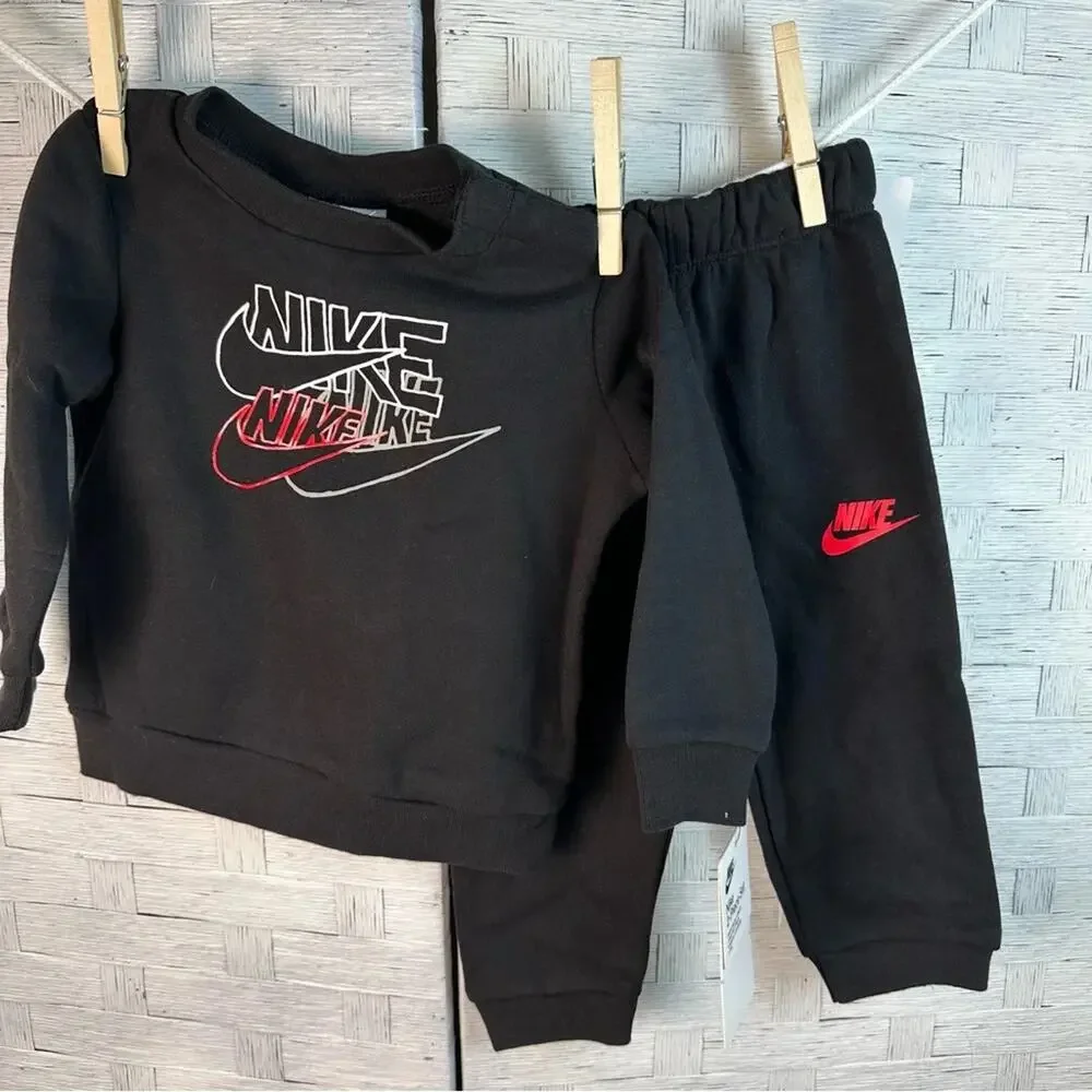 Nike Baby sweatshirt & sweatpants black red white lettering activewear